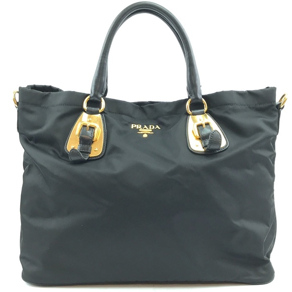 Prada Handbags - Rare Tessuto Tote Handbag Black Nylon ShoulderBag